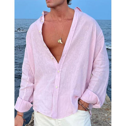 Men's Relaxed Linen Beach Shirt for Casual Summer Wear