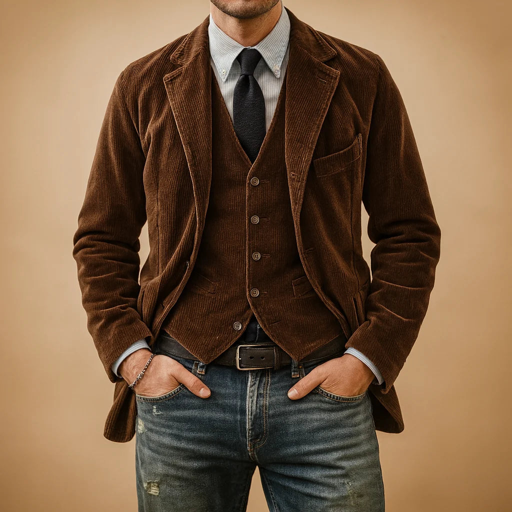 Men's Retro Corduroy Jacket for Autumn and Winter