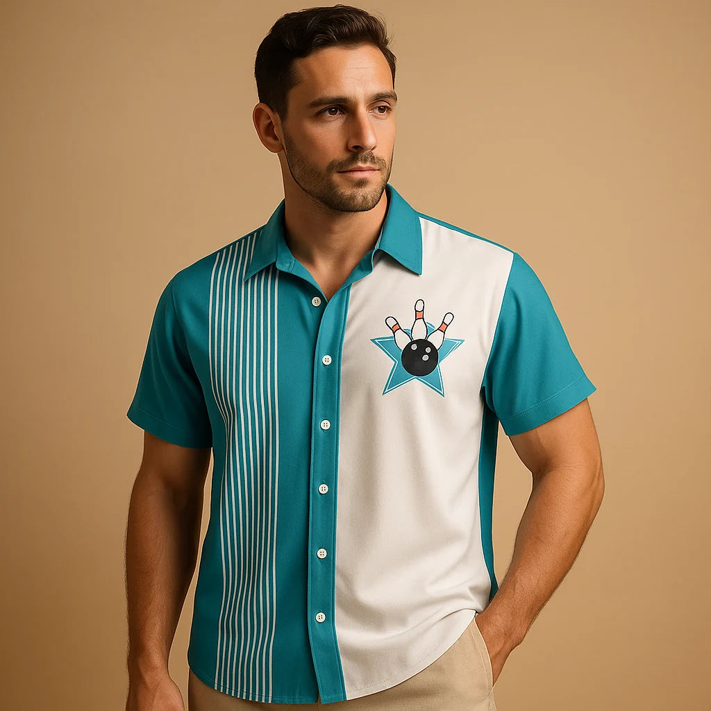 Men's Retro Print Polo Shirt