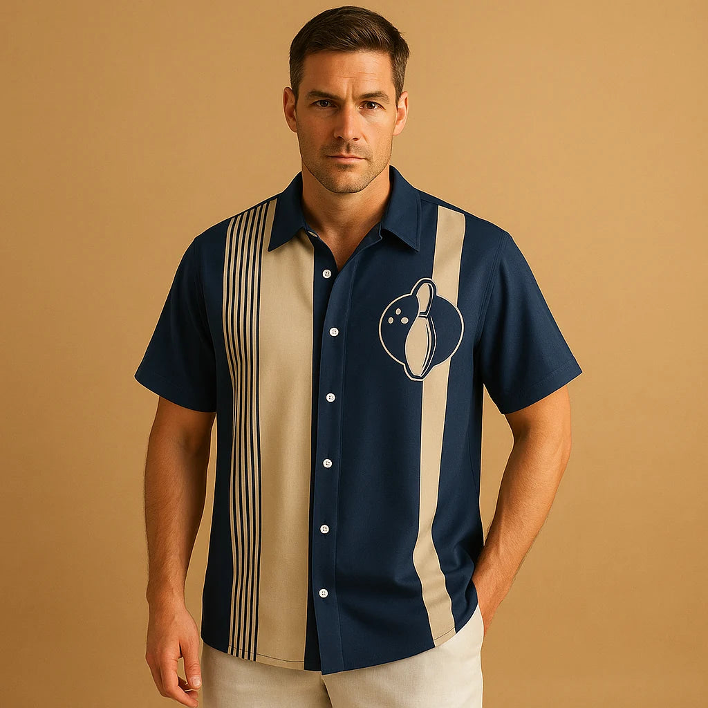 Men's Retro Print Polo Shirt