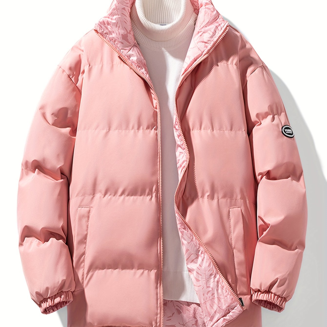 Men's Reversible Thick Winter Jacket with Stand Collar