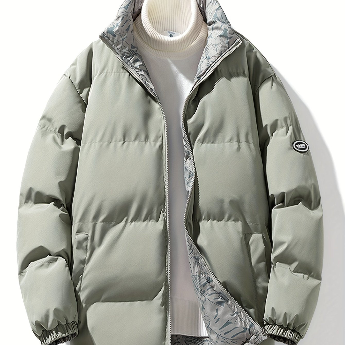 Men's Reversible Thick Winter Jacket with Stand Collar