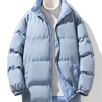 Men's Reversible Thick Winter Jacket with Stand Collar