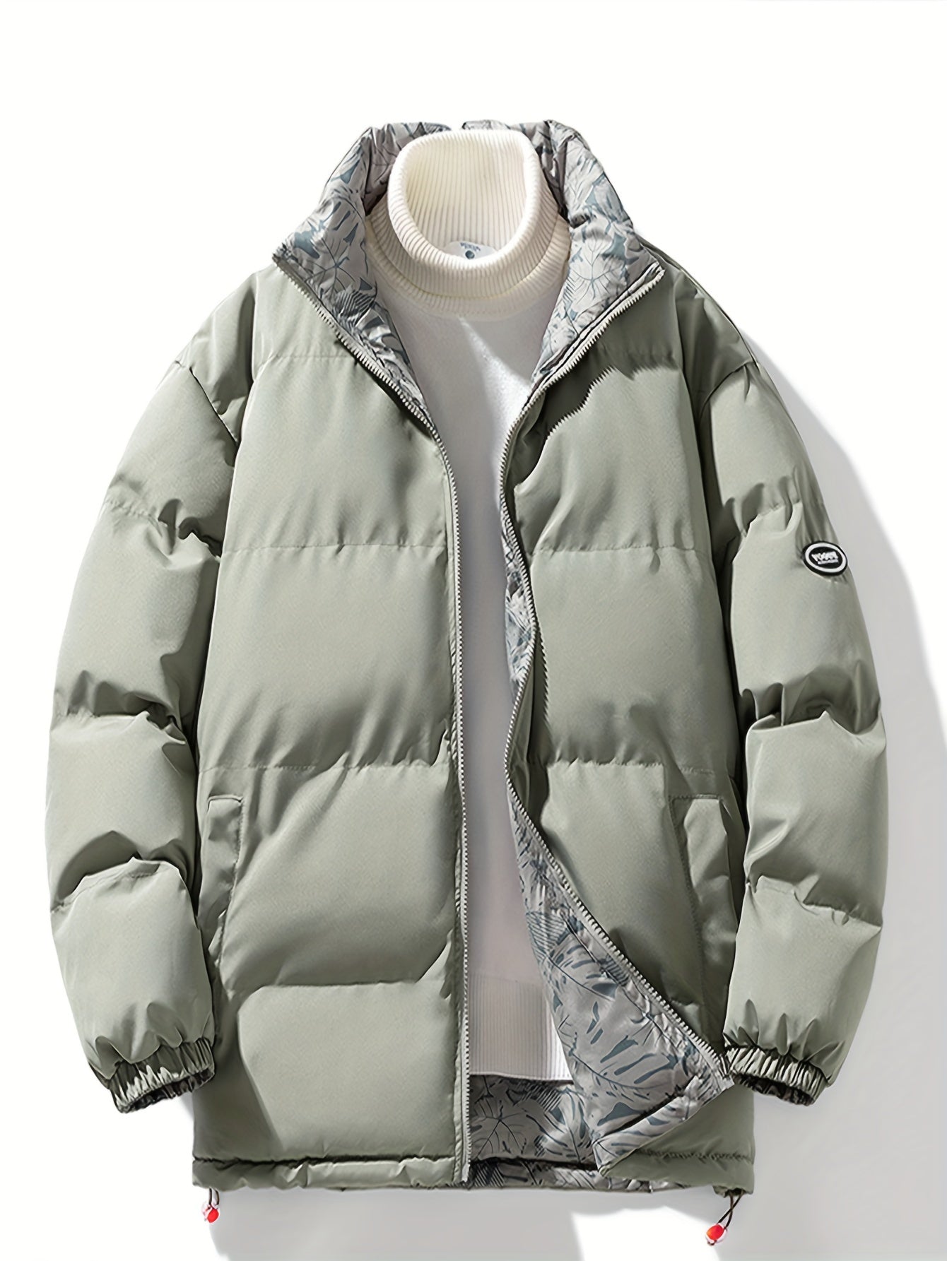 Men's Reversible Thick Winter Jacket with Stand Collar