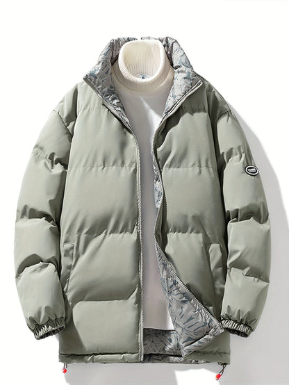 Men's Reversible Thick Winter Jacket with Stand Collar