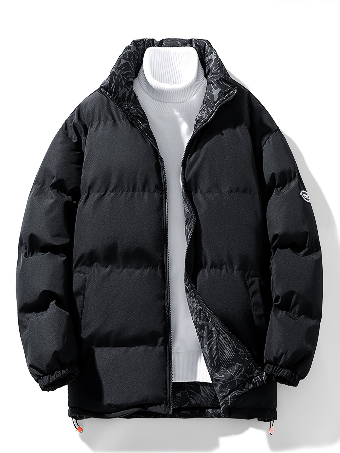 Men's Reversible Thick Winter Jacket with Stand Collar