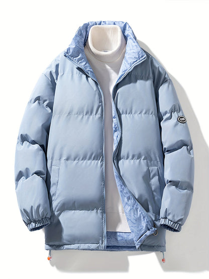 Men's Reversible Thick Winter Jacket with Stand Collar