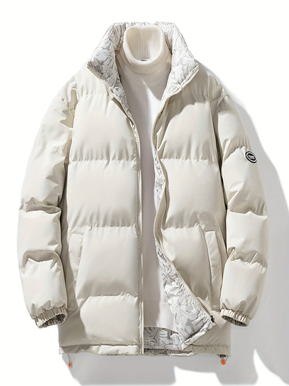 Men's Reversible Thick Winter Jacket with Stand Collar