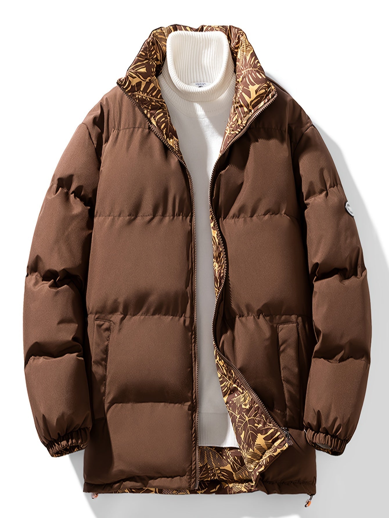 Men's Reversible Thick Winter Jacket with Stand Collar