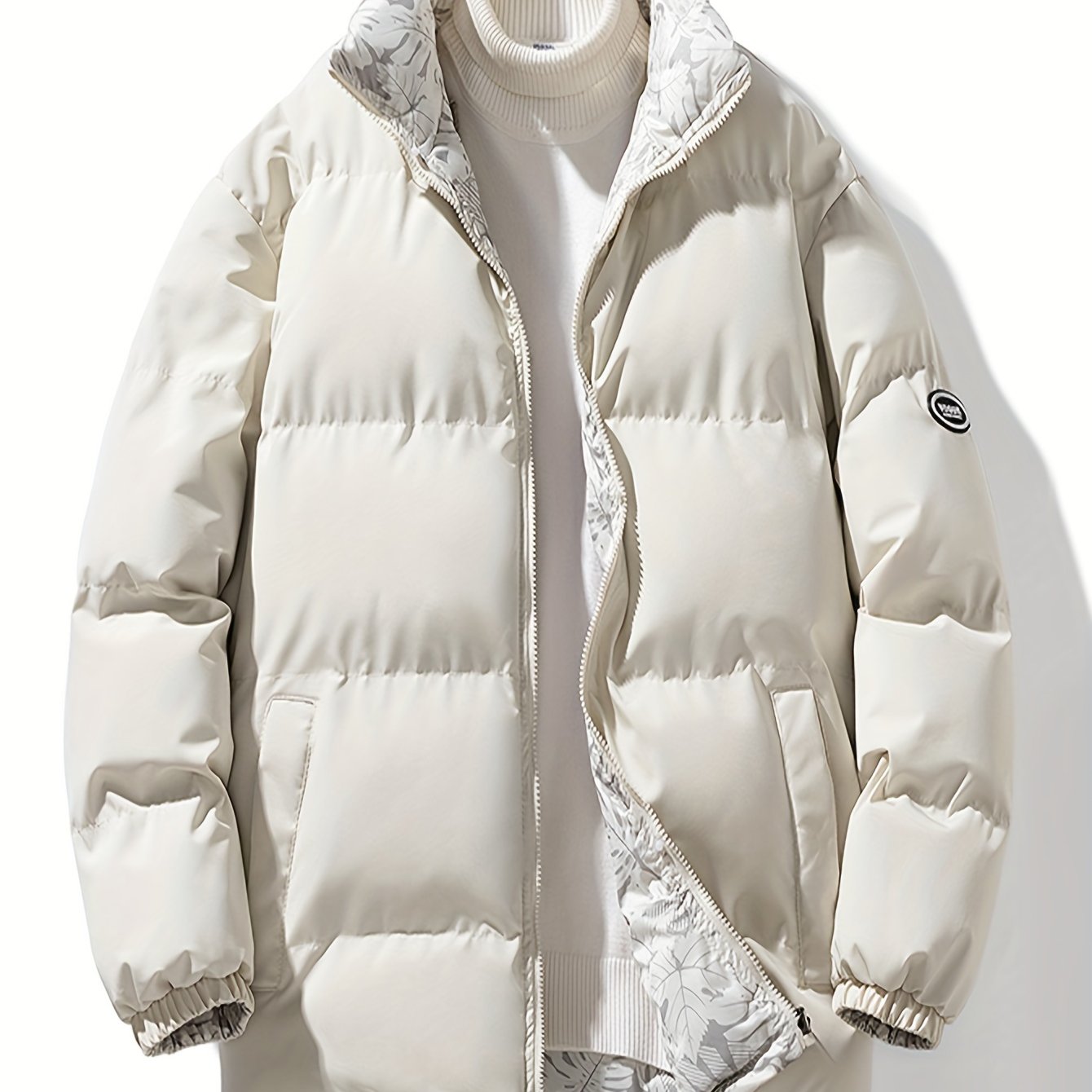 Men's Reversible Thick Winter Jacket with Stand Collar
