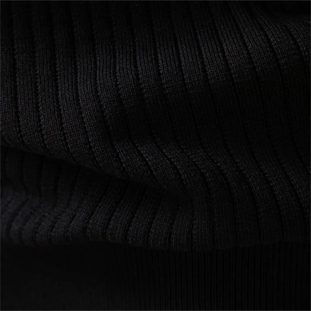 Men's Rib-Knit Sweater with Round Neck and Button Closure