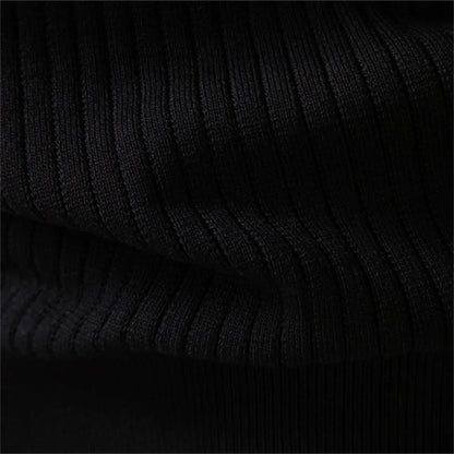 Men's Rib-Knit Sweater with Round Neck and Button Closure