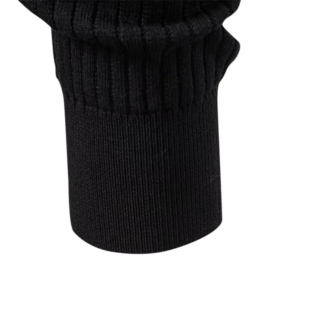Men's Rib-Knit Sweater with Round Neck and Button Closure
