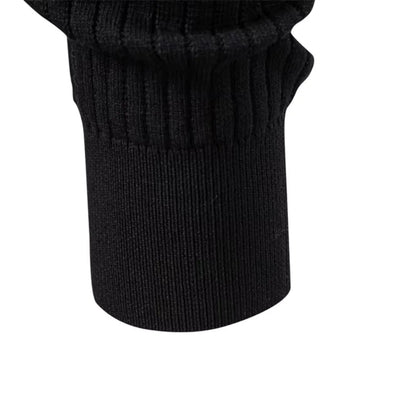 Men's Rib-Knit Sweater with Round Neck and Button Closure