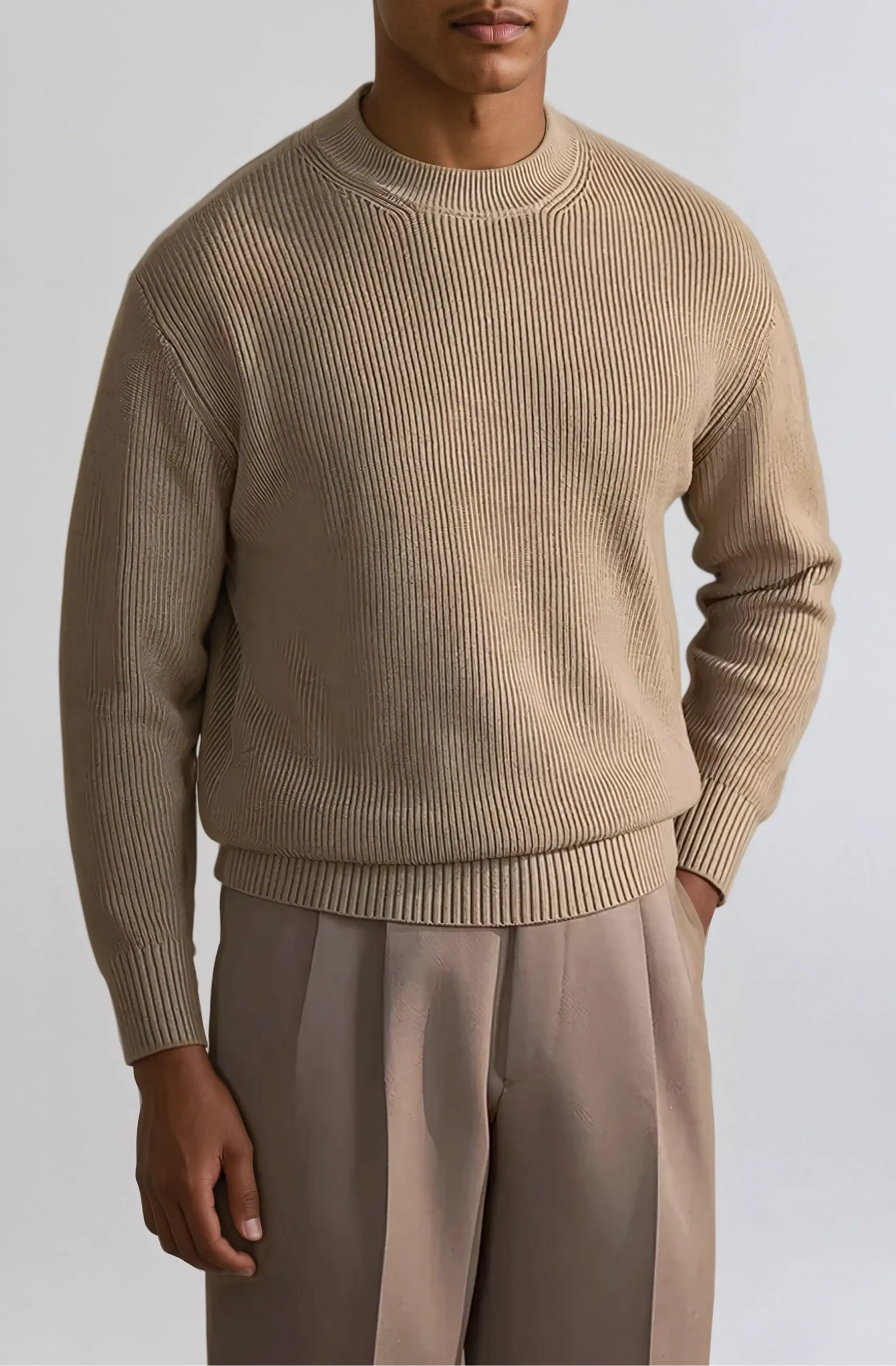 Men's Ribbed O-Neck Sweater