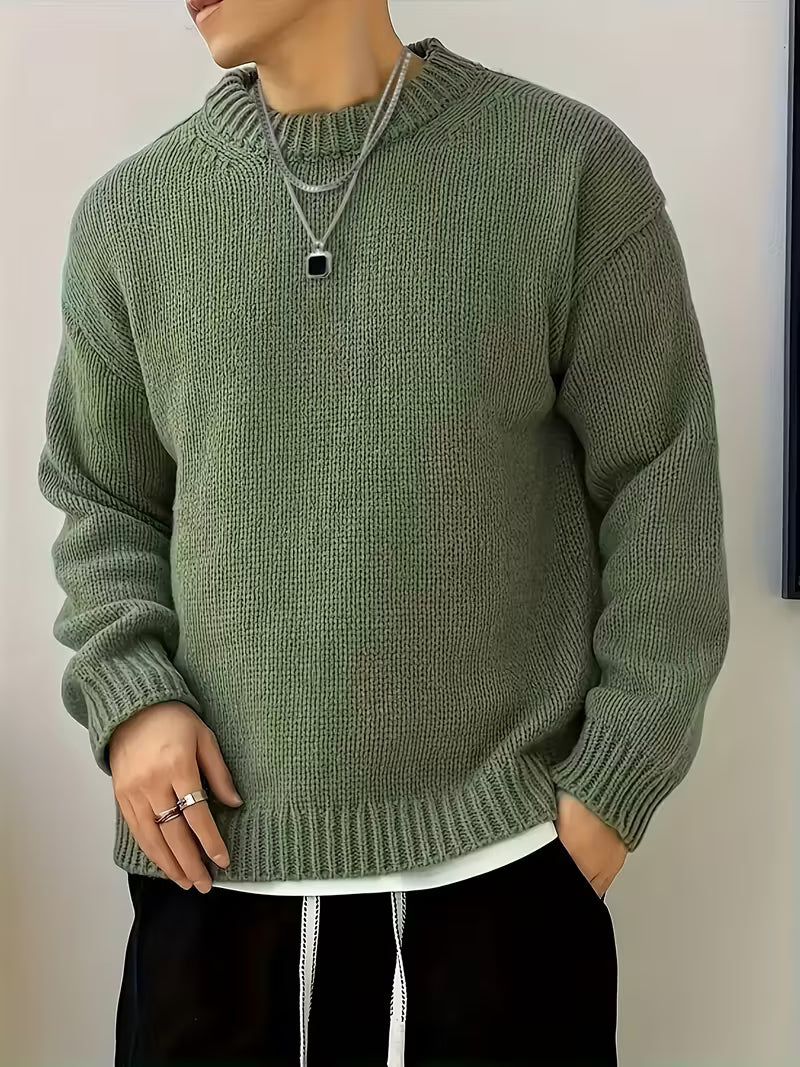 Men's Ribbed Round Neck Sweater
