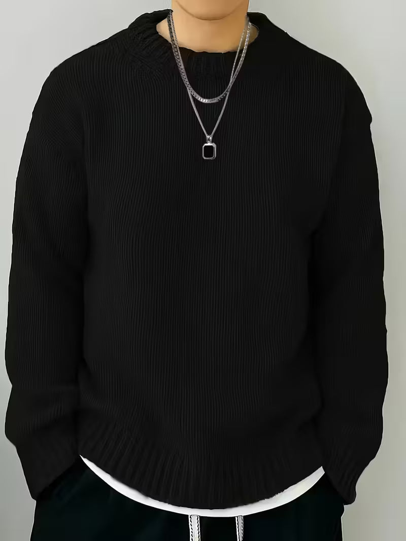 Men's Ribbed Round Neck Sweater