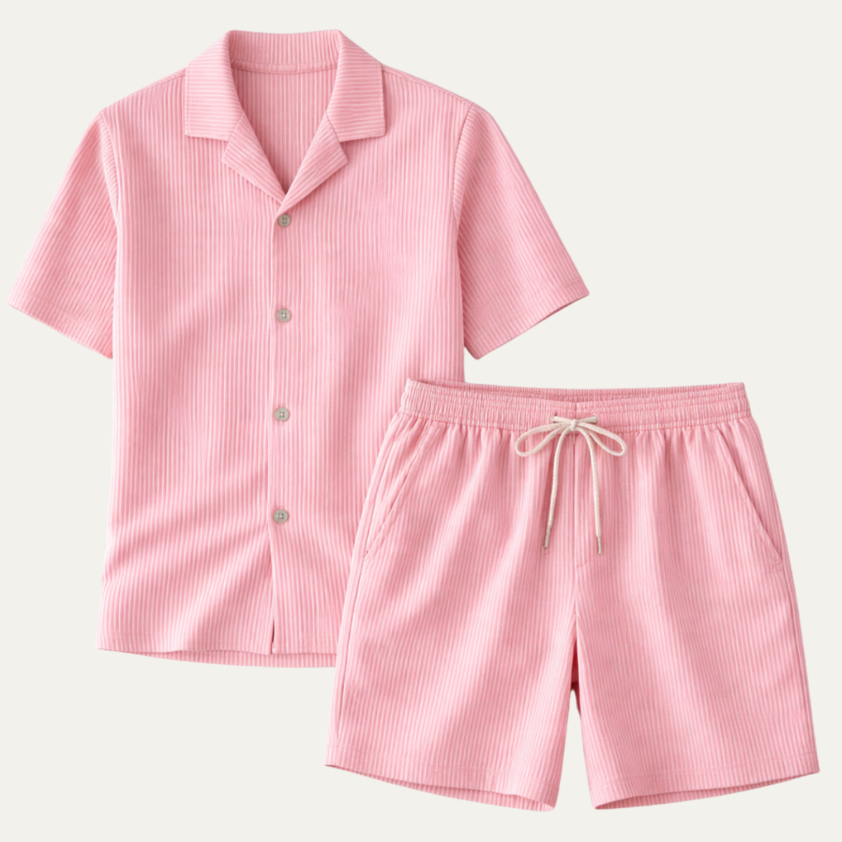 Men's Ribbed Summer Shirt and Shorts Set