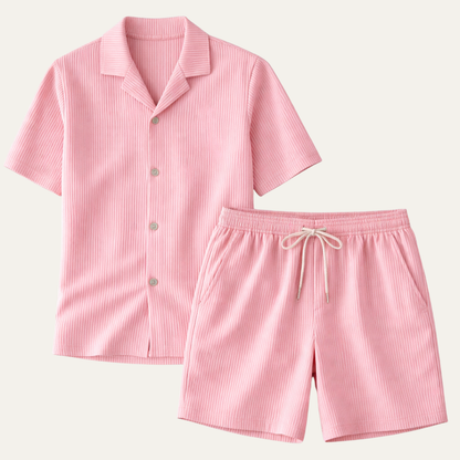 Men's Ribbed Summer Shirt and Shorts Set