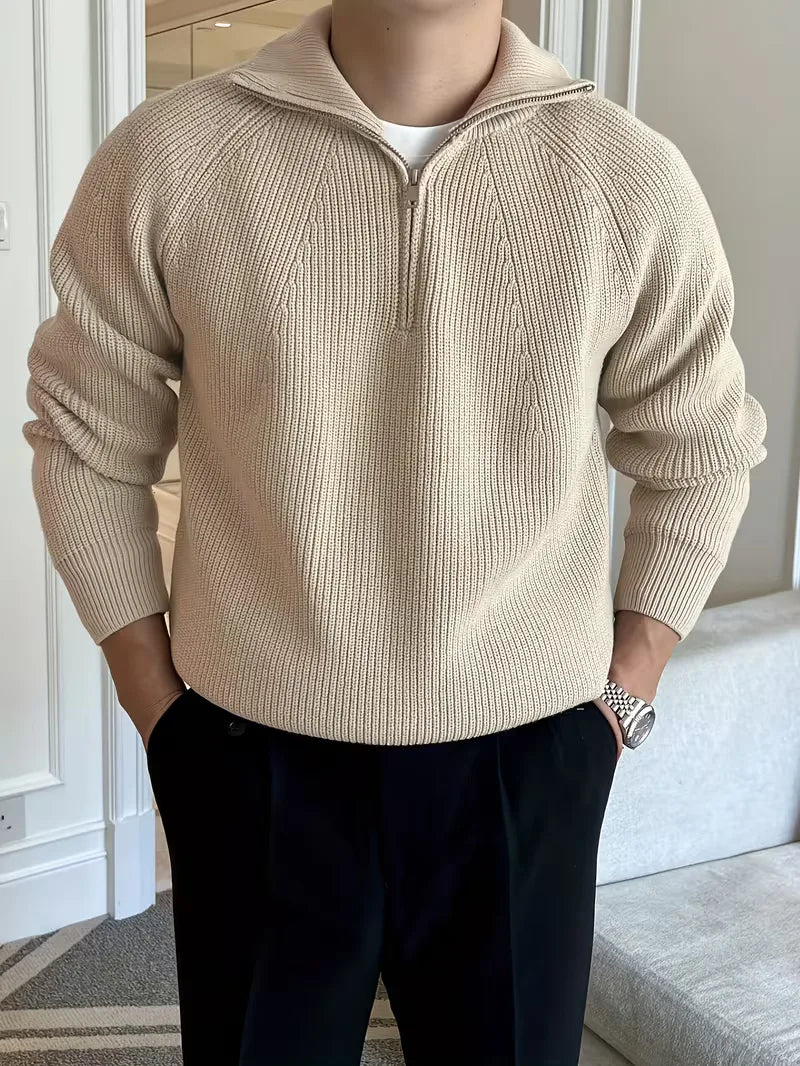Men's Ribbed Zip-Up Sweater