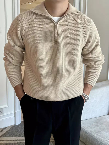 Men's Ribbed Zip-Up Sweater