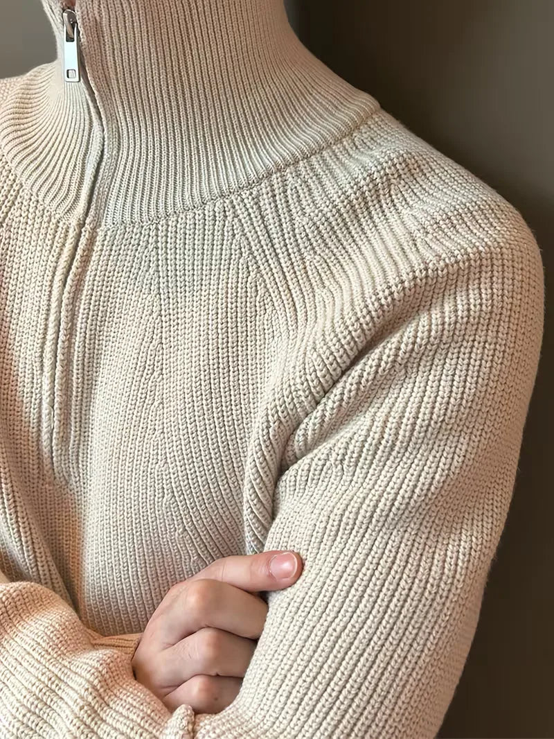Men's Ribbed Zip-Up Sweater