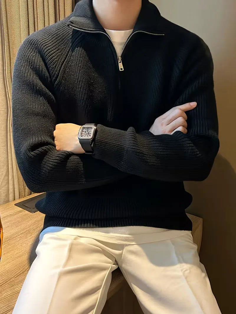 Men's Ribbed Zip-Up Sweater