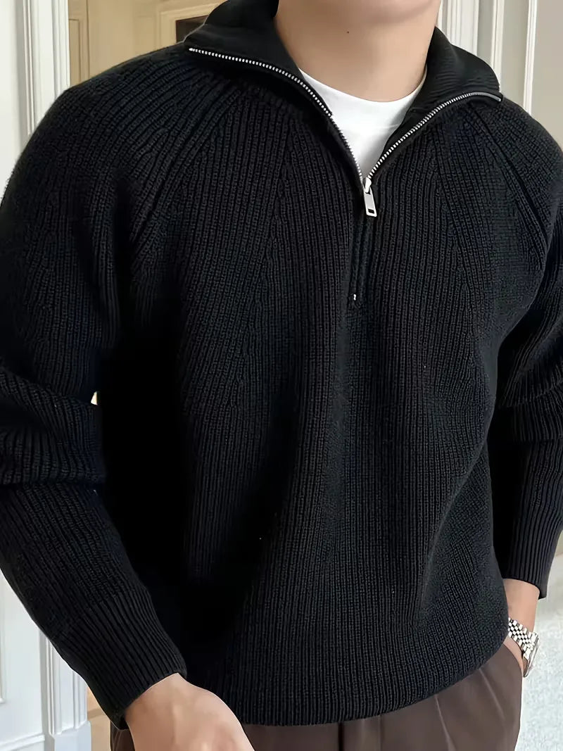 Men's Ribbed Zip-Up Sweater