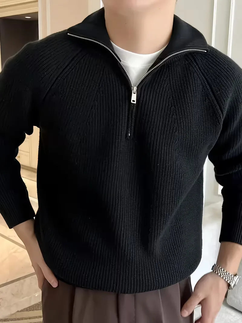 Men's Ribbed Zip-Up Sweater