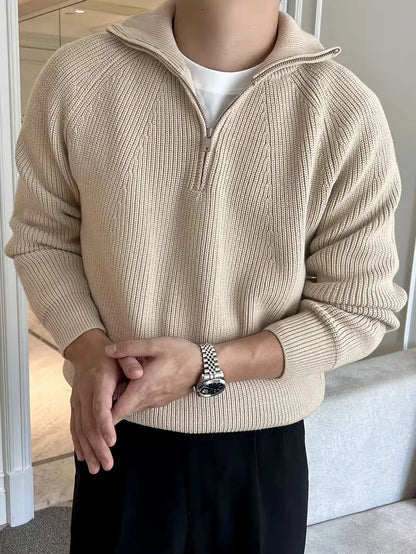 Men's Ribbed Zip-Up Sweater