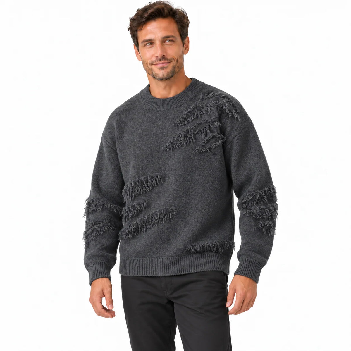 Men's Ripped Edge Knit Sweater