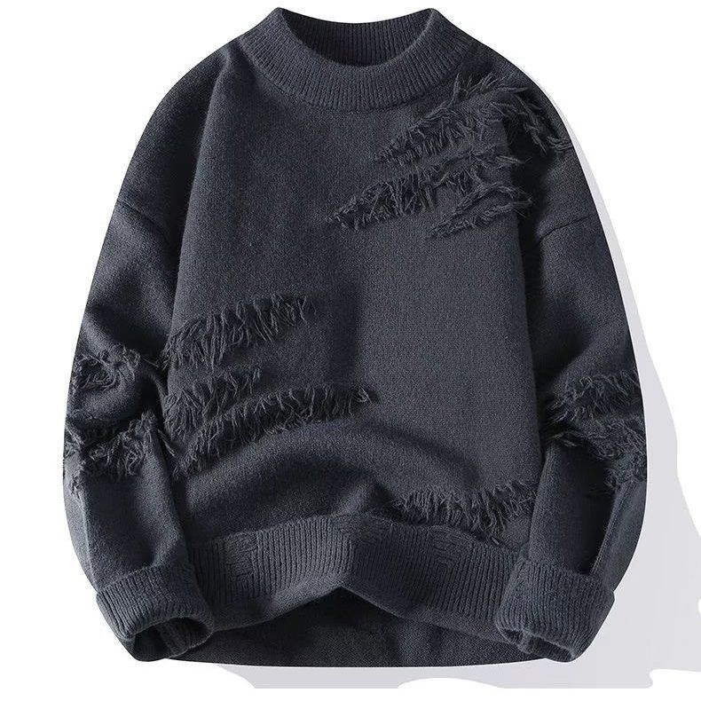 Men's Ripped Edge Knit Sweater