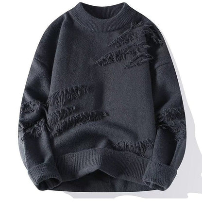 Men's Ripped Edge Knit Sweater