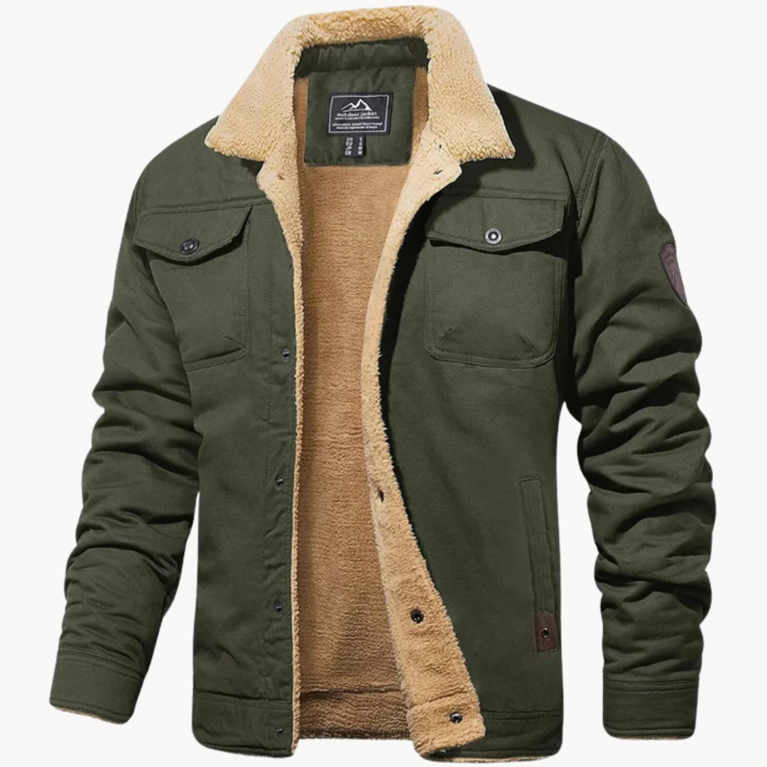 Men's Sherpa Jacket with Button-Front Closure