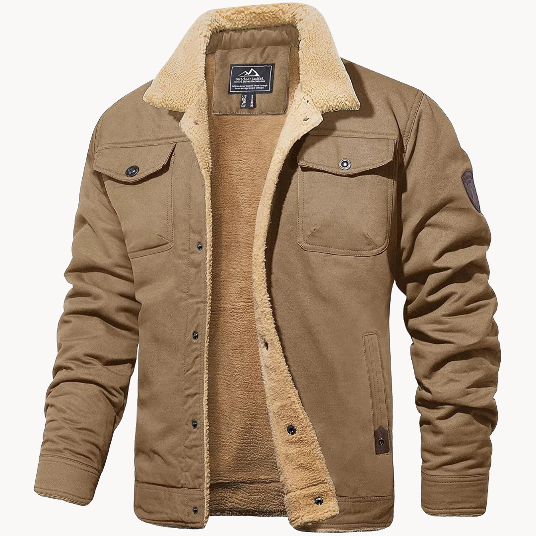 Men's Sherpa Jacket with Button-Front Closure