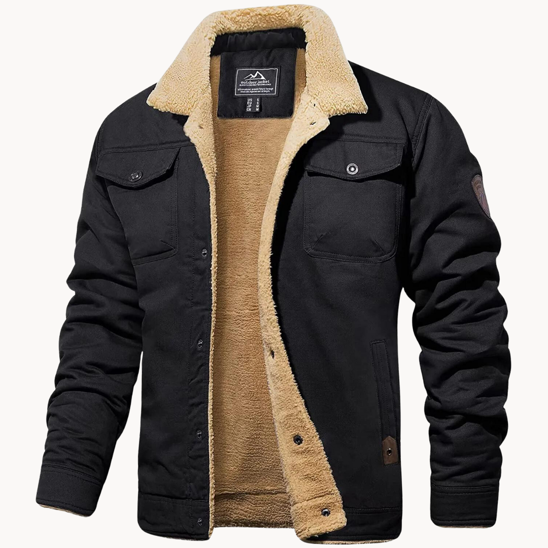 Men's Sherpa Jacket with Button-Front Closure