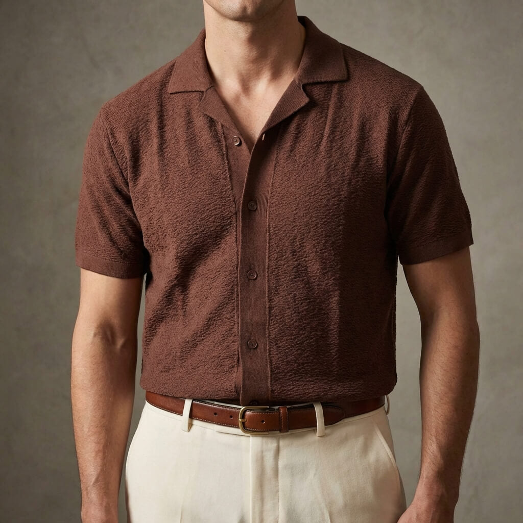 Men's Short Sleeve Brown Shirt