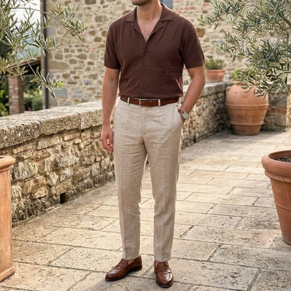 Men's Short Sleeve Brown Shirt