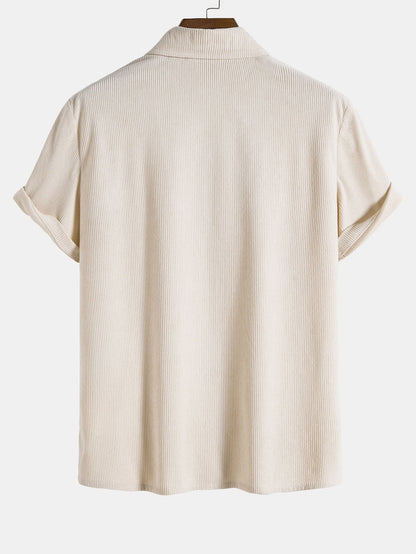 Men's Short Sleeve Corduroy Shirt for Casual Outings