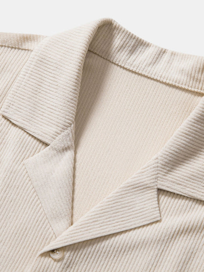 Men's Short Sleeve Corduroy Shirt for Casual Outings