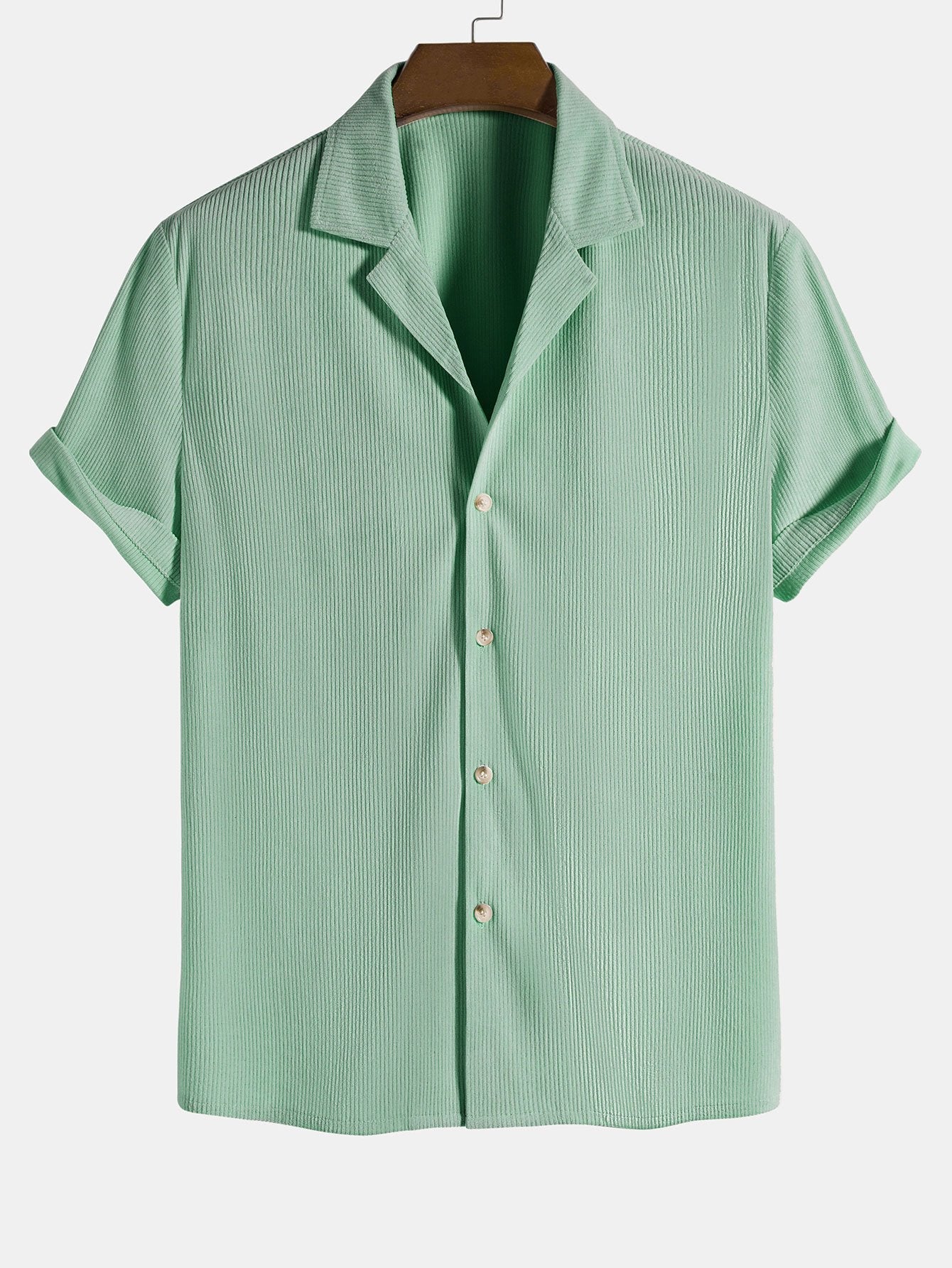 Men's Short Sleeve Corduroy Shirt for Casual Outings