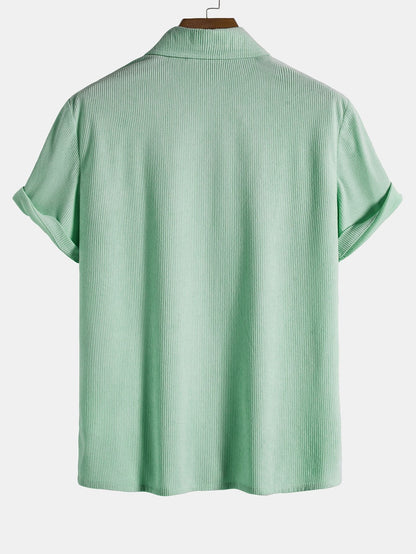 Men's Short Sleeve Corduroy Shirt for Casual Outings