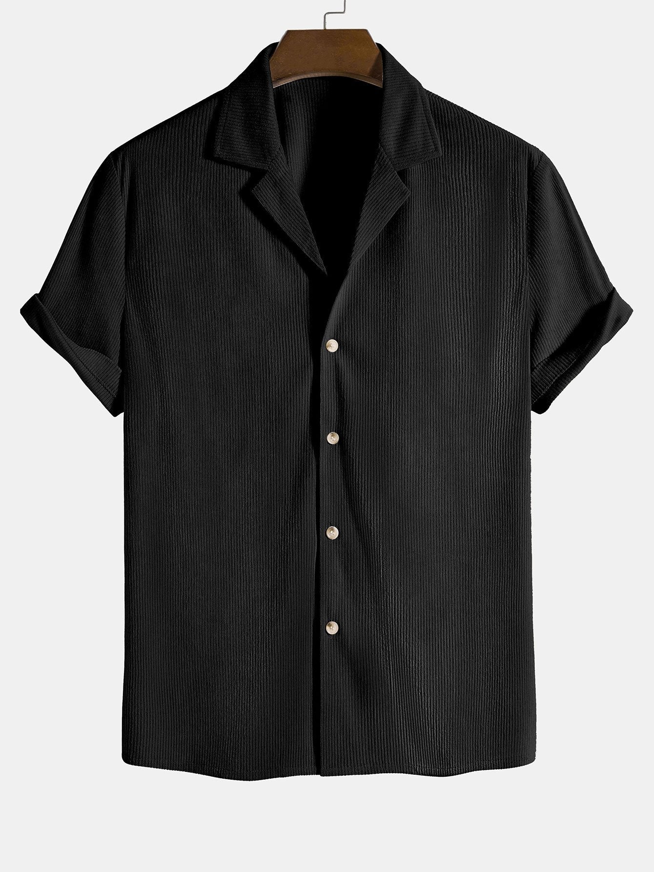 Men's Short Sleeve Corduroy Shirt for Casual Outings
