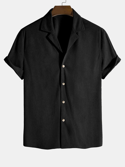 Men's Short Sleeve Corduroy Shirt for Casual Outings