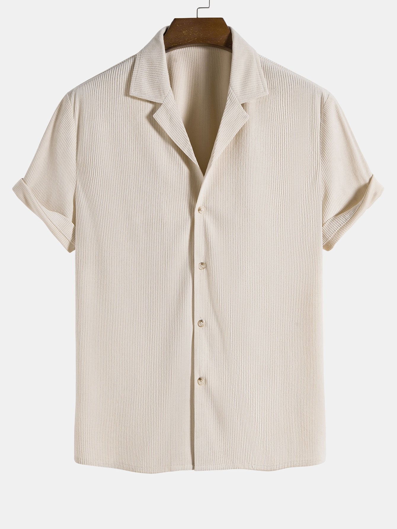 Men's Short Sleeve Corduroy Shirt for Casual Outings