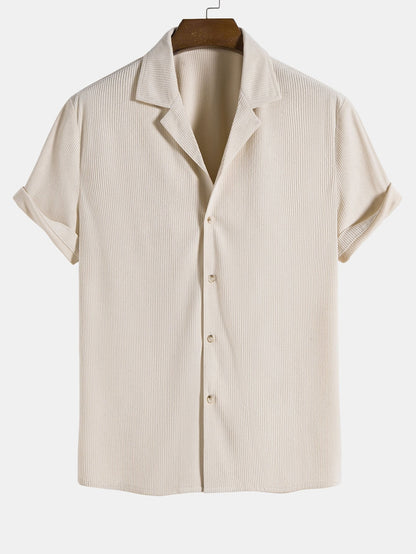 Men's Short Sleeve Corduroy Shirt for Casual Outings