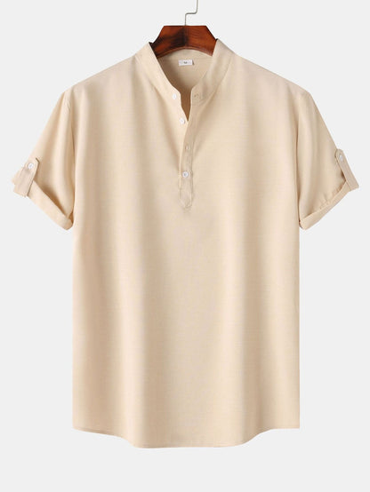 Men's Short Sleeve Henley Shirt for Casual Outings