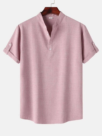 Men's Short Sleeve Henley Shirt for Casual Outings