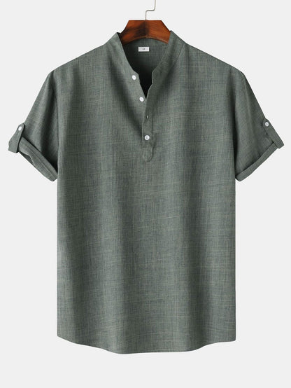 Men's Short Sleeve Henley Shirt for Casual Outings
