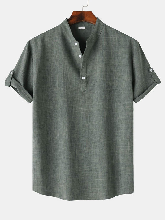Men's Short Sleeve Henley Shirt for Casual Outings